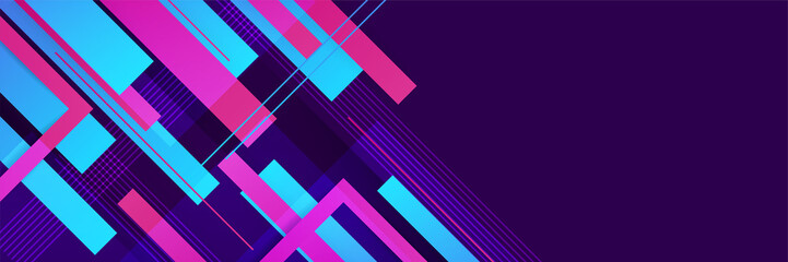 Set of Display abstract purple blue pink colorful memphis wide banner design background. Abstract colorful memphis geometric business banner background. Vector illustration.