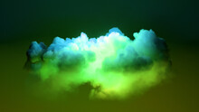 3d Render, Abstract Background With Green Cloud