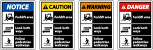 Forklift Area Look Both Ways Sign On White Background