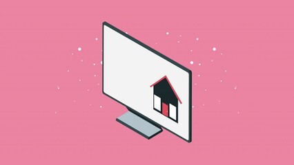 Poster - real estate software in desktop animation