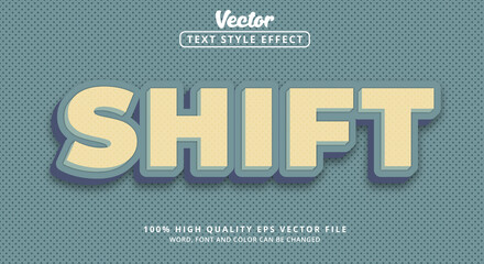 Editable text effects, Text Shift on layered bright blue style and glossy style