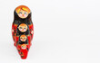 traditional russian doll matryoshka with floral pattern  on white background