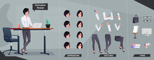 Business Character Set For Animation Woman Working On Laptop Illustration