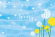 水彩画風タンポポの春の背景素材