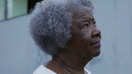 Poster - A contemplative senior lady looks at sky with HOPE