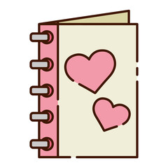 Sticker - Isolated book with hearts flat design icon Vector illustration