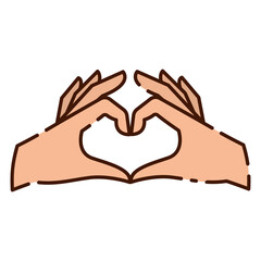 Sticker - Pair of hands doing a heart shape flat design icon Vector illustration