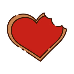 Sticker - Isolated bitten heart chocolate bar flat design icon Vector illustration