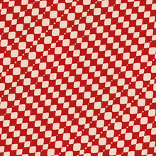 Vector Tartan Seamless Pattern. Traditional Plaid Ornament In Red And Beige Colors. Retro Vintage Textile Texture. Stylish Autumn Background Pattern With Small Diagonal Rhombuses Grid. Stylish Design