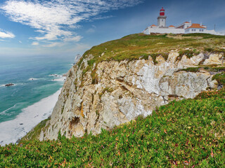 Wall Mural - Cape Roca and Cabo da Roca Lighthouse, Sintra, Portugal.