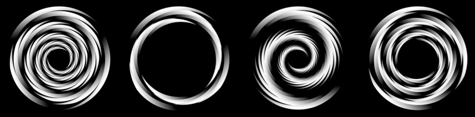 Leinwandbilder - Spiral, swirl and twirl, whirl design element. Whirlpool, whirlwind effect segmented, concentric circles, rings icon