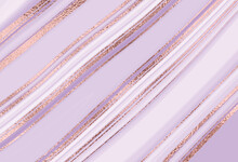 Abstract Geometric Background Design With Diagonal Rose Gold Stripes.
