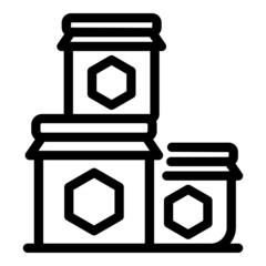 Sticker - Honey jar stack icon outline vector. Bee nectar. Propolis flower
