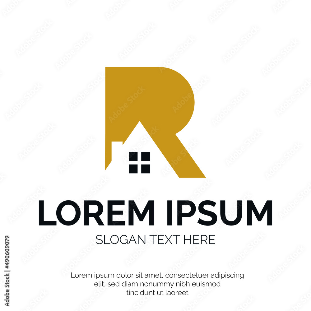 R Letter with Home Logo Vector Design Stock Vector | Adobe Stock