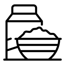 Milk Cereals Icon Outline Vector. Cereal Bowl. Corn Box