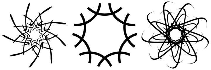 Aufkleber - Set of circular, radial geometric mandala, motif icons