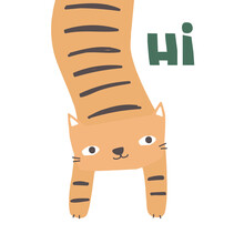 Cute Cartoon Cat. Kids Simple Graphic. Vector Hand Drawn Illustration.