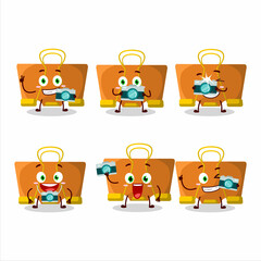 Poster - Photographer profession emoticon with orange binder clip cartoon character