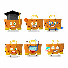 Wall Mural - School student of orange binder clip cartoon character with various expressions