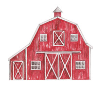 Red Barn Watercolor Clipart, Farm Wooden Barn Isolated Illustration