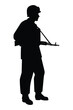© Flatman vector 24 - Soldier with rifle gun in war silhouette vector, military man in the battle.