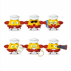 Wall Mural - A character image design of yellow chinese hat as a ship captain with binocular