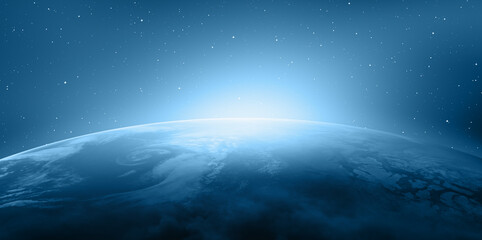 Wall Mural - planet earth with a spectacular sunset 