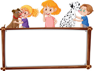 Wall Mural - Board template with happy kids