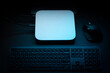 PC desktop computer isolated with blue backlight