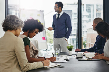 Wall Mural - lets go over the numbers. shot of businesspeople in an office.