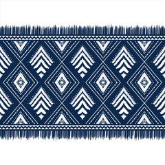 Wall Mural - White Diamond on Indigo Blue. Geometric ethnic oriental pattern traditional Design for background,carpet,wallpaper,clothing,wrapping,Batik,fabric, illustration embroidery style