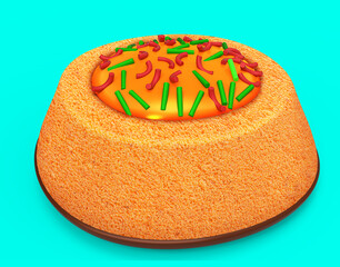 Wall Mural - granulated, vermicelli jelly cake. 3D rendering