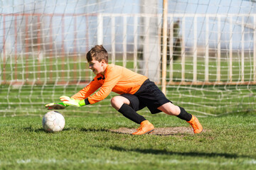 Wall Mural - Young Boy Goalkeeper