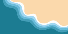 Abstract Background Of Blue Sea And Summer Beach For Banner, Invitation, Poster Or Website Design. Vector Illustration In A Flat Style.