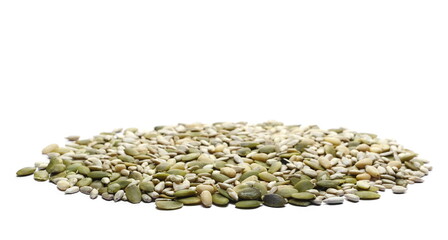 Wall Mural - Mix seeds, pumpkin and sunflower seeds and pine nuts isolated on white