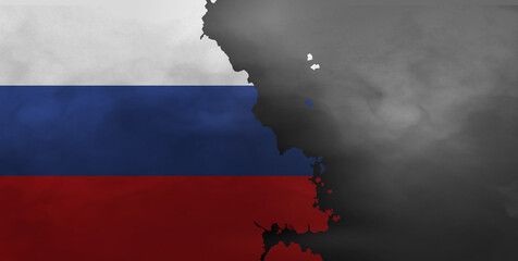 Wall Mural - Russia collapsing. The national bankruptcy concept is the Russian flag illustration. russia flag.