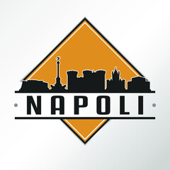 Naples, Metropolitan City of Naples, Italy Skyline Logo. Adventure Landscape Design Vector Illustration.