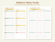 © HelenArt - Minimalist Weekly Meal Planner printable template. Meal planning and groceries list. Healthy meal plan for diet and food. Vector template.