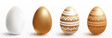 Set Of Vector Painted Eggs PNG. Realistic Eggs On An Isolated Transparent Background. Easter, Holiday.