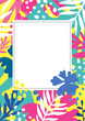 Abstract Floral Frame with Exotic Foliage and Copy Space for Text Template