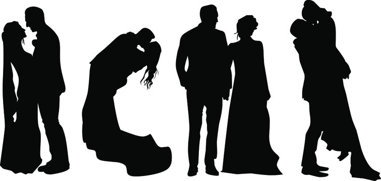 silhouettes of wedding couple