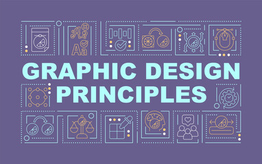 Wall Mural - principles of graphic design word concepts purple banner. business style. infographics with icons on