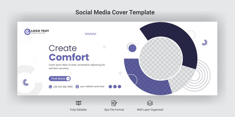 Wall Mural - Create comfort social media facebook cover banner template