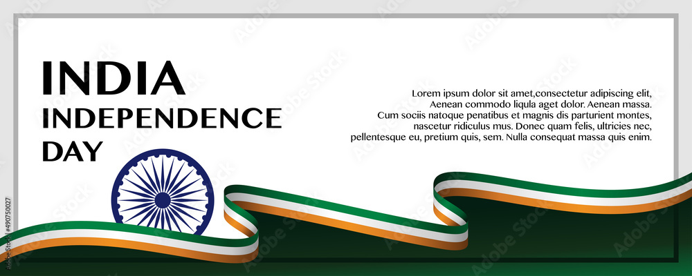 India Independence Day. Waving ribbon with Flag of India, Template for ...