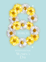 Wall Mural - Poster International Happy Women s Day 8 March Greeting card banner. Can be used for advertising, web, social media, poster, flyer, greeting card. Illustration