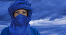 Woman Tuareg With Blue Eyes