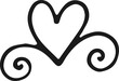 © qilli - Vintage decorative heart with curve, romantic black illustration