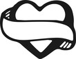 © qilli - Vintage decorative heart with ribbon, romantic black illustration