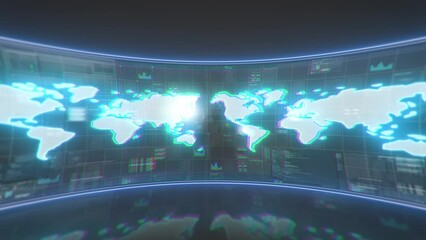 Wall Mural - world map background motion design animation seamless loop. control center of earth.
