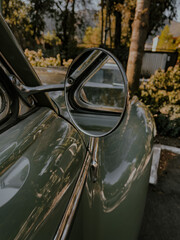 Sticker - Close-up of a side mirror of a classic old retro car